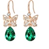 image:imageAustrian Crystal Teardrop Butterfly Drop Dangle Earrings for Women 14K Rose Gold Plated Hypoallergenic JewelryEmerald