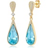 image:imageAustrian Crystal Teardrop Dangle Drop Earrings for Women 14K Gold Plated Hypoallergenic Jewelry GiftAquamarine