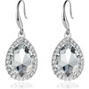 image:imageAustrian Crystal Teardrop Dangle Drop Earrings for Women Dangling 14K Gold Plated Hypoallergenic JewelryWhite