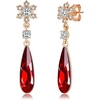 image:imageAustrian Crystal Teardrop Earrings Flower Dangle Earrings for Women 14K Gold Plated Drop Stud Earrings Hypoallergenic JewelryRed