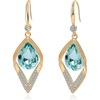 image:imageAustrian Crystal Teardrop Hollow Leaf Drop Dangle Earrings for Women 14K Rose Gold Plated Hypoallergenic JewelryAquamarine
