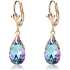 image:imageAustrian Crystal Teardrop Leverback Dangle Earrings for Women Fashion 14K Gold Plated Hypoallergenic JewelryVitrail Light