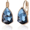 image:imageAustrian Crystal Triangle Leverback Drop Earrings for Women 14K Rose Gold Plated Hypoallergenic JewelryDark Blue