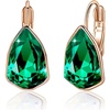 image:imageAustrian Crystal Triangle Leverback Drop Earrings for Women 14K Rose Gold Plated Hypoallergenic JewelryEmerald