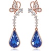 image:imageCute Butterfly Austrian Crystal Teardrop Dangle Earrings for Women Trendy Drop Earring 14K Gold Plated Hypoallergenic JewelryBermuda Blue
