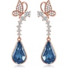 image:imageCute Butterfly Austrian Crystal Teardrop Dangle Earrings for Women Trendy Drop Earring 14K Gold Plated Hypoallergenic JewelryDark Blue