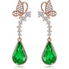 image:imageCute Butterfly Austrian Crystal Teardrop Dangle Earrings for Women Trendy Drop Earring 14K Gold Plated Hypoallergenic JewelryFern Green
