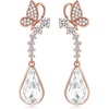 image:imageCute Butterfly Austrian Crystal Teardrop Dangle Earrings for Women Trendy Drop Earring 14K Gold Plated Hypoallergenic JewelryWhite Clear