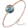 image:imageEVEVIC Austrian Crystal Bracelet for Women 14K Gold Plated Dainty Adjustable Chain Bracelets Colorful Charm Jewelry GiftBlue Green CrystalsRose Goldtone