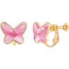 image:imageEVEVIC Austrian Crystal Butterfly Clip On Earrings for Women Adjustable Screw Back Non Pierced Earring 14K Gold Plated Hypoallergenic JewelryPink