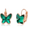 image:imageEVEVIC Austrian Crystal Butterfly Earrings Drop Leverback Earrings for Women 14K Rose Gold Plated Hypoallergenic Jewelry GiftsEmerald Green