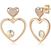 image:imageEVEVIC Austrian Crystal Double Gold Heart Dangle Earrings for Women 14K Gold Plated Hypoallergenic drop Earring Jewelry GiftAurora Borealis