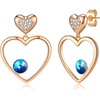 image:imageEVEVIC Austrian Crystal Double Gold Heart Dangle Earrings for Women 14K Gold Plated Hypoallergenic drop Earring Jewelry GiftBlue