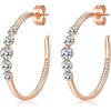 image:imageEVEVIC Austrian Crystal Half Hoop Earrings for Women Trendy 14K Rose Gold Plated Large Hoops Earring Jewelry GiftWhite Clear