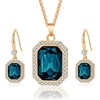 image:imageEVEVIC Austrian Crystal Halo Octagon Pendant Necklaces Earrings Set for Women 14K Gold Plated Fashion Dainty Hypoallergenic Jewelry Sets Dark Blue