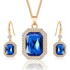 image:imageEVEVIC Austrian Crystal Halo Octagon Pendant Necklaces Earrings Set for Women 14K Gold Plated Fashion Dainty Hypoallergenic Jewelry Sets Royal Blue