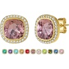 image:imageEVEVIC Austrian Crystal Halo Square Stud Earrings for Women 14K Gold Plated Birthstone Earring Hypoallergenic Jewelry GiftsAntique Pink