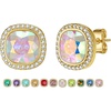 image:imageEVEVIC Austrian Crystal Halo Square Stud Earrings for Women 14K Gold Plated Birthstone Earring Hypoallergenic Jewelry GiftsAurora Borealis
