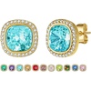 image:imageEVEVIC Austrian Crystal Halo Square Stud Earrings for Women 14K Gold Plated Birthstone Earring Hypoallergenic Jewelry GiftsBlue AquamarineMar