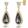 image:imageEVEVIC Austrian Crystal Halo Teardrop Dangle Drop Earrings for Women 14K Gold Plated Jewelry GiftsBlack