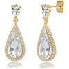 image:imageEVEVIC Austrian Crystal Halo Teardrop Dangle Drop Earrings for Women 14K Gold Plated Jewelry GiftsWhite Clear