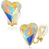 image:imageEVEVIC Austrian Crystal Heart Clip on Earrings for Women Trendy 14K Gold Plated Hypoallergenic Non Piercing Comfortable Earrings Jewelry GiftAurora Borealis