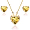 image:imageEVEVIC Austrian Crystal Heart Pendant Necklace Earrings for Women 14K Gold Plated Hypoallergenic Jewelry SetTopaz