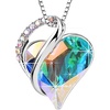 image:imageEVEVIC Austrian Crystal Heart Pendant Necklaces for Women Fashion 14K Gold Plated Dainty Necklace Hypoallergenic JewelryAurora Borealis