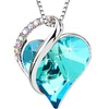 image:imageEVEVIC Austrian Crystal Heart Pendant Necklaces for Women Fashion 14K Gold Plated Dainty Necklace Hypoallergenic JewelryBermuda Blue