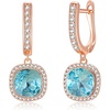 image:imageEVEVIC Austrian Crystal Leverback Square Cushion Halo Dangle Huggie Earrings for Women 14K Gold Plated Hypoallergenic Jewelry GiftAquamarine