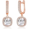image:imageEVEVIC Austrian Crystal Leverback Square Cushion Halo Dangle Huggie Earrings for Women 14K Gold Plated Hypoallergenic Jewelry GiftWhite Clear
