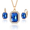 image:imageEVEVIC Austrian Crystal Octagon Pendant Necklaces Earrings Set for Women 14K Gold Plated Hypoallergenic Fashion Jewelry Sets Royal Blue