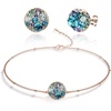 image:imageEVEVIC Austrian Crystal Rhinestone Stud Earrings and Bracelet for Women 14K Gold Plated Dainty Colorful Charm Jewelry GiftBlue Green