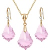 image:imageEVEVIC Austrian Crystals Baroque Pendant Necklace Earrings for Women 14K Gold Plated Hypoallergenic Hook Drop Dangle Earrings Jewelry Set Pink