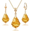 image:imageEVEVIC Austrian Crystals Baroque Pendant Necklace Earrings for Women 14K Gold Plated Hypoallergenic Leverback Drop Dangle Earrings Jewelry SetYellow