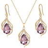 image:imageEVEVIC Austrian Crystals Teardrop Hollow Twisted Pendant Necklace Earrings for Women 14K Gold Plated Halo Drop Dangle Earrings Hypoallergenic Jewelry SetAntique Pink