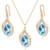 image:imageEVEVIC Austrian Crystals Teardrop Hollow Twisted Pendant Necklace Earrings for Women 14K Gold Plated Halo Drop Dangle Earrings Hypoallergenic Jewelry SetAquamarine