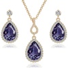 image:imageEVEVIC Austrian Crystals Teardrop Pendant Necklace Earrings for Women 14K Gold Plated Hypoallergenic Jewelry SetTanzanite