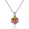 image:imageEVEVIC Color Changing Cubic Austrian Crystal Pendant Necklaces for Women 14K Gold Plated Hypoallergenic JewelryRainbow CrystalSilverTone