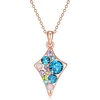 image:imageEVEVIC Dainty Multicolored Austrian Crystals Rhombus Pendant Necklaces for Women Fashion 14K Gold Plated Hypoallergenic JewelryBlue Green CrystalsRose Goldtone