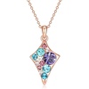 image:imageEVEVIC Dainty Multicolored Austrian Crystals Rhombus Pendant Necklaces for Women Fashion 14K Gold Plated Hypoallergenic JewelryPurple Main CrystalRose Goldtone