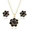image:imageEVEVIC Lotus Flower Necklace Earrings Set for Women 14K Gold Plated Hypoallergenic Jewelry SetsBlack Rose Goldtone
