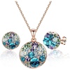 image:imageEVEVIC Multicolored Austrian Crystal Stud Earrings and Necklace Sets for Women Fashion Hypoallergenic Jewelry Set GiftsBlue Green CrystalsRose Goldtone