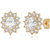 image:imageEVEVIC Oval Austrian Crystal Halo Stud Earrings for Women  14K GoldPlatedOval Austrian Crystal with Zircon HaloButterfly Back SecureGift Box IncludedFor Daily and Evening EventsWhite Clear