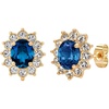 image:imageEVEVIC Oval Austrian Crystal Halo Stud Earrings for Women  14K GoldPlatedOval Austrian Crystal with Zircon HaloButterfly Back SecureGift Box IncludedFor Daily and Evening EventsDark Blue