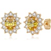 image:imageEVEVIC Oval Austrian Crystal Halo Stud Earrings for Women  14K GoldPlatedOval Austrian Crystal with Zircon HaloButterfly Back SecureGift Box IncludedFor Daily and Evening EventsCitrine