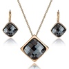image:imageEVEVIC Square Austrian Crystal Necklace Earrings for Women Fashion 18K Gold Plated Hypoallergenic Jewelry SetBlack