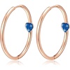image:imageEVEVIC Trendy Austrian Crystals Heart Hoop Earrings for Women 14K Gold Plated Hypoallergenic Hoops Earring Jewelry GiftDark Blue