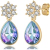 image:imageElegant Austrian Crystal Teardrop Dangle Earrings for Women14K Gold Plated Flower Drop Earrings Jewelry Gift for Birthday Wedding AnniversaryVitrail Light