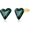 image:imageFashion Austrian Crystal Heart Stud Earrings for Women 14K Gold Plated Hypoallergenic Formal Jewelry GiftGreen